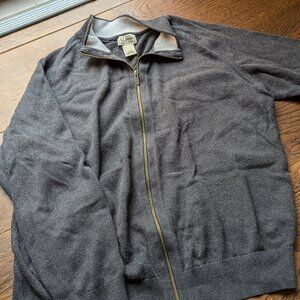 Vintage L.L.Bean Pima Cotton, Full Zip, Grey Sweater, Men's, Large